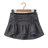 Women Skirt Summer Stripes Drawstring Skirt
