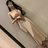 Women Dresses V-neck Dress Bow Lace-up Umbrella Skirt
