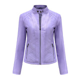 Red Leather Jacket Autumn and Winter Leisure Leather Motorcycle Jacket