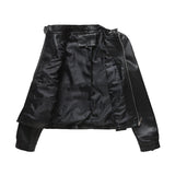 Red Leather Jacket Women's Leather Top Long Sleeve Spring and Autumn Thin Jacket