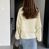 Women Knitted Two-Piece Set Autumn Two-Piece Solid Color Short Vest Top Suit Z809