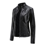 Red Leather Jacket Autumn and Winter Leisure Leather Motorcycle Jacket