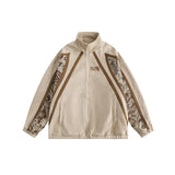 Unisex Jacket Autumn Retro Patchwork Jacket Men's and Women's Stand Collar Coat