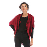 Women Knitted Sweater Autumn Knitted Tassels Loose-Fitting Half Sleeve Sweater Coat