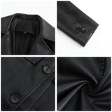 Red Leather Jacket Spring and Autumn Long Sleeve Leather Wind Coat Coat Female Lapel Single Breasted