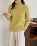 Women Knitted Pullover Turtleneck Autumn Winter Sweater Casual Loose Top