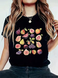 Street Fruit Cute Kawaii Casual Round Neck Short Sleeved