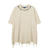 Men T Shirt Letter Embroidered Crew Neck Short Sleeve T-shirt