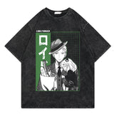 Washed retro T-shirt printed graphic casual cotton summer short sleeves