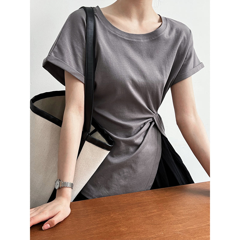 Women T Shirt Split Short-Sleeved T-shirt Top Summer Bottoming Shirt