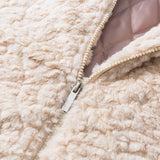 Unisex Winter Cotton Coat Plush Hooded Cotton-Padded Neutral Embroidered Letter Cotton-Padded Jacket