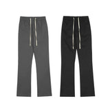 Men Sweatpants Solid Color Bootleg Pants Elastic Waist Casual Pants