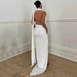 Women Dresses Autumn Sexy Backless Hollow-out Tube Top Split Dress