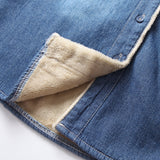 Women Jacket Fall and Winter Lapels Loose Long Sleeve Denim Shirt
