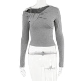 Women Tops Autumn and Winter Leisure Style Long Sleeve Sexy Dew Slim Top
