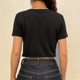 Women T-shirt Summer Short Midriff-Baring Top Casual Short-Sleeved T-shirt