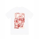 Mens T-shirts 21FW Christopher Wool 2001 Tee Art Line Print T-Shirt Short Sleeve Cotton