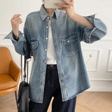 Women Jacket Loose Casual Denim Shirt Jacket