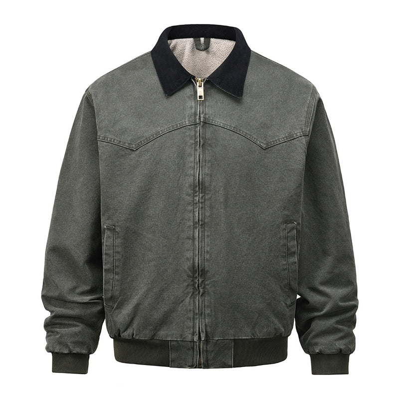 Men Jacket Coat Winter Jacket Men Loose Washed-out Distressed Warm-Keeping Cotton Clothing