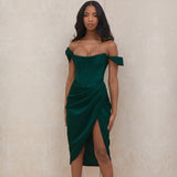 Harlem Night Attire Dress Slim Tube Top Slit Skirt Dress