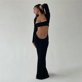 Women Dresses Autumn Sexy Hollow-out Long Dress (Bla0420)
