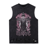 Men Vest Retro Washed Vintage Manson High Street Sleeveless T-shirt