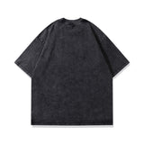 Men T Shirt Hip Hop Rapper Printed Worn Looking Washed-out Short Sleeve T-shirt