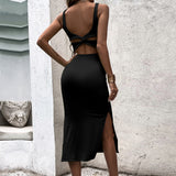Women Dress Spring and Summer Sexy Backless Slim Fit Sheath Dress
