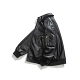 Unisex Shirts Autumn Monochrome Casual Leather Jacket