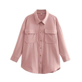 Women Jacket Autumn Loose Lapel Long Sleeves Shirt