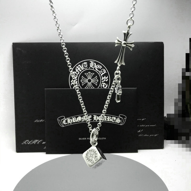 Chrome Hearts Necklace Men's and Women's Vintage Dice Cross Necklace