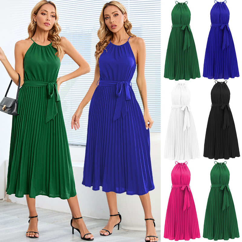 Women Date Dress Sexy Slim-Fit Pleated Dress Summer Dress