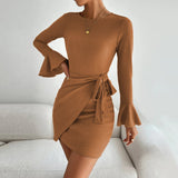 Women Dress Autumn and Winter round Neck Long Sleeve Sexy Dress