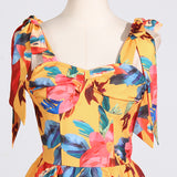 Women Dresses Spring Retro Printing Slip Dress Long Dress (Qymy0409)