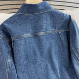 Women Jacket Spring and Autumn Loose Washed-out Lapel Casual Workwear Denim Jacket