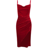 Women Dresses Retro Slit Sling Dress