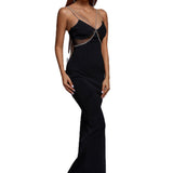 Women's Evening Dress Summer Dress Sexy Sling Drill Chain Long Slim Fit Bandage One-Piece Dress