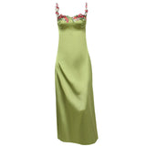 Women Dresses Satin Dress Retro Style Suspender Skirt (Csm202403)