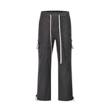 Men Sweatpants Sports Casual Pants Thin Quick-Drying Straight-Leg Trousers Baggy Pants Feet Drawstring Jogger Pants