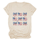 T-shirt bow star print crew neck short sleeve