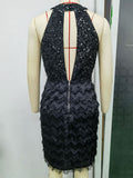 Women Evening Gown Sexy Retro Tassel Sequins Dress