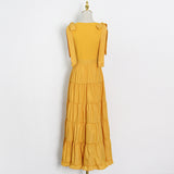 Women Dresses Summer Strappy Bow Long Dress (Qymy0409)