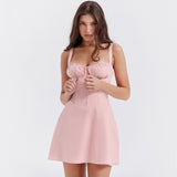 Women Dresses Sexy Lacing Slim Fit Skirt Sling Dress (Bla0420)