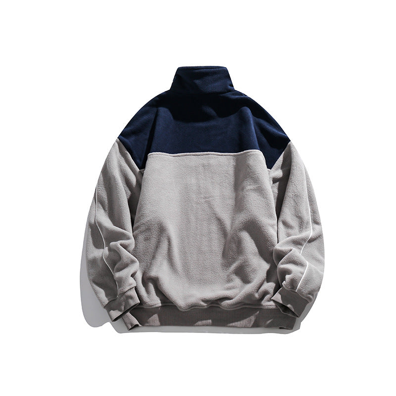 Unisex Winter Cotton Coat Winter Stand Collar Sweater Japanese-Style Retro Polar Fleece