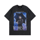 Men T Shirt Cartoon Washed Distressed Short Sleeve T-shirt