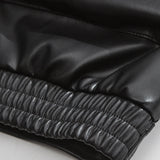 Unisex Winter Cotton Coat Three-Dimensional Turn-down Collar Leather Jacket Retro Loose Pu Leather Jacket