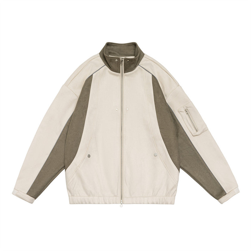 Men Jacket Coat Stitching Contrast Color Coat Men's Casual Loose Flight Jacket Autumn and Winter