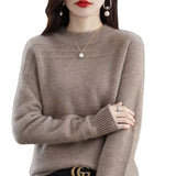 Women Knitwear Autumn Winter Retro round Neck Sweater Loose Sweater