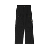 Men Sweatpants Multi-Pocket Slacks Straight-Leg Wide-Leg Pants