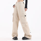 Men Sweatpants Cargo Straight-Leg Trousers Men's Zipper Pocket Loose Wide Leg Pants